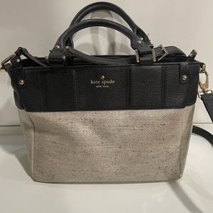 Kate Spade Medium Satchel. Black and Heather Gray. Wooven like pattern.